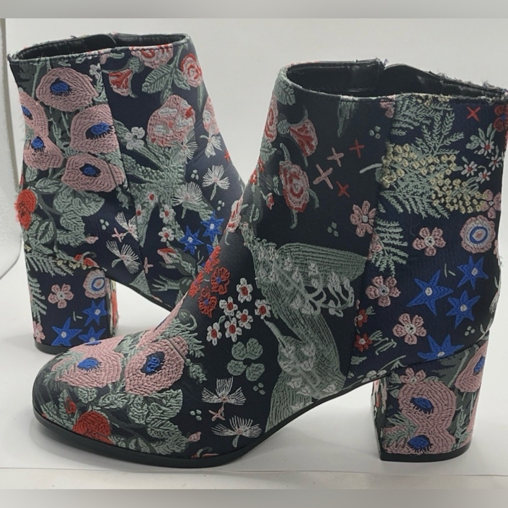 Indigo Rd Floral Embroidered Block Heel Ankle Boots Bootie Boho – Women's 7 - Picture 2 of 7
